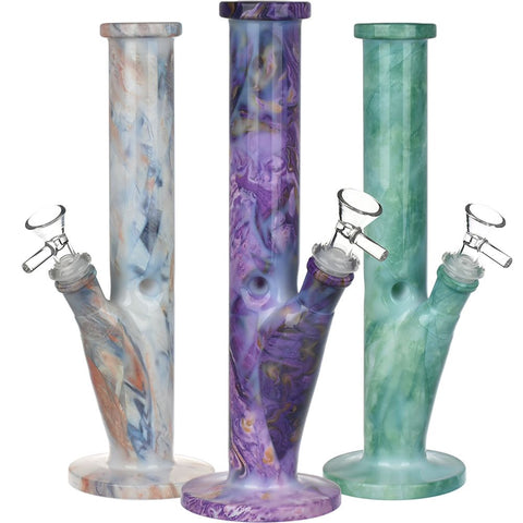 Marbled Straight Tube Glass Water Pipe - 10.75" / 14mm F / Colors Vary - Weedcommerce Marketplace