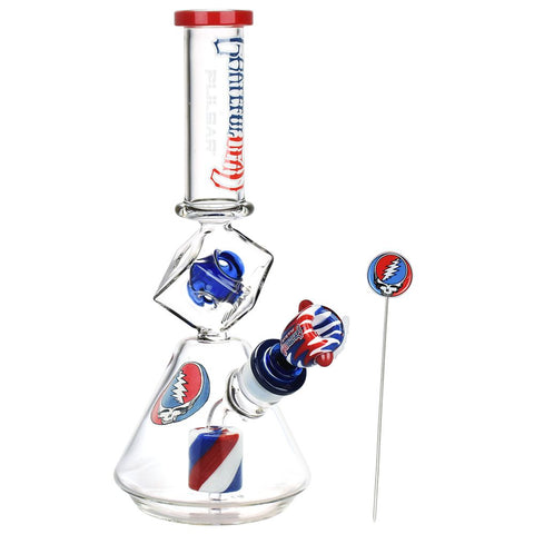 Grateful Dead x Pulsar Inception Cube Beaker Glass Water Pipe - 12.75" / 14mm F - Weedcommerce Marketplace