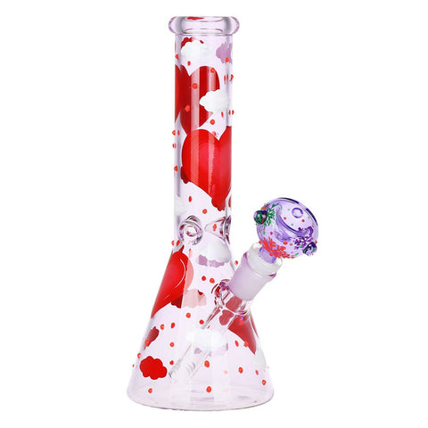 Pinky Hearts Beaker Glass Water Pipe - 10" / 14mm F - Weedcommerce Marketplace 