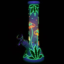 Hemp Leaf & Shrooms Glow In The Dark Bong - 9.5" / 14mm F - Weedcommerce Marketplace 