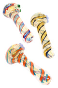 Color Changing Swirl Striped Glass Hand Pipe “Rainbow Ribbon” – 4½″ - Weedcommerce Marketplace 