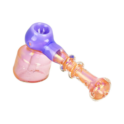 Glorious Gold Fume Bubbler Pipe w/ Color Accent - 6.5" - Weedcommerce Marketplace 