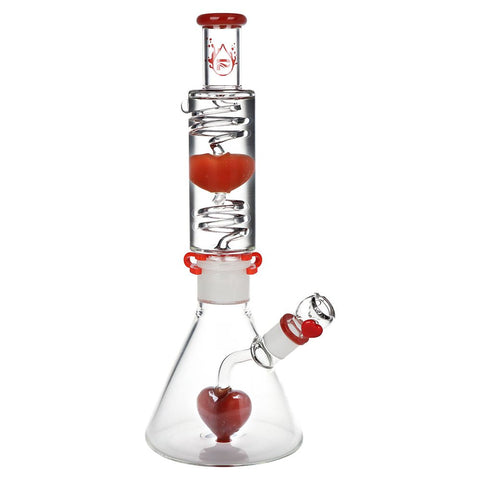 Pulsar Love Heart Beat Glycerin Beaker Glass Water Pipe - 14" / 19mm F - Weedcommerce Marketplace 