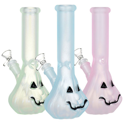 Glow In Dark Jack-O-Lantern Glass Bong - 9.25" / 14mm F - Weedcommerce Marketplace 