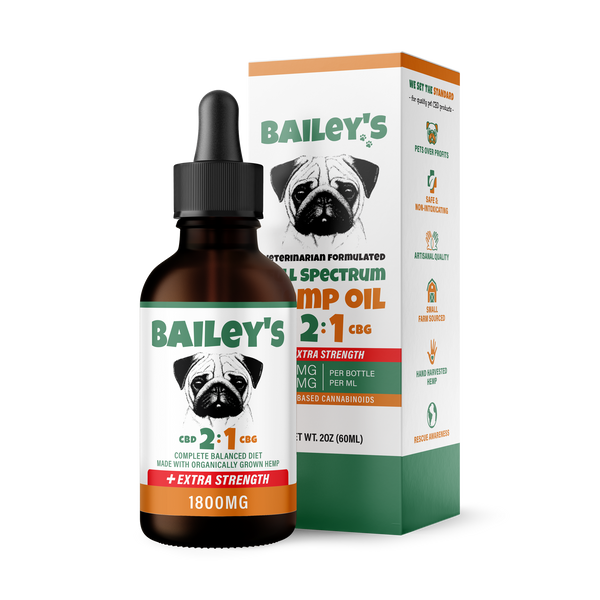 Bailey's Full Spectrum Hemp Oil For Dogs 2:1 w/ 1800MG Naturally Occurring CBD & CBG (NEW!)