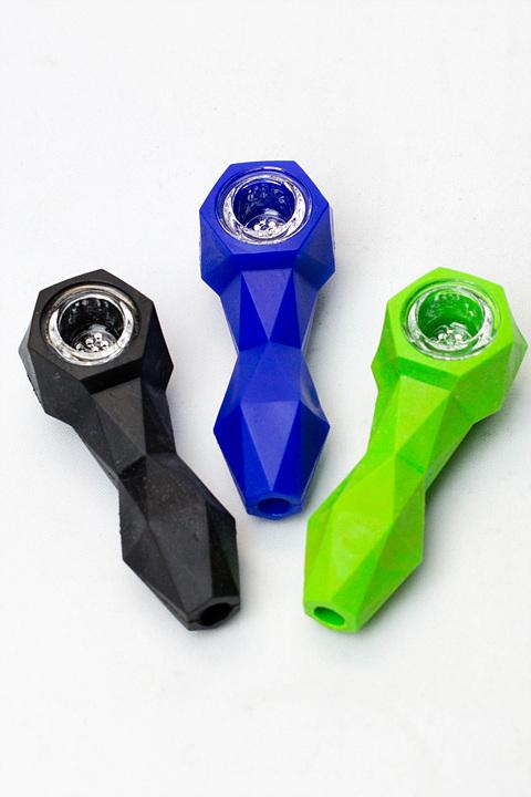 Silicone hand pipe with multi holes glass bowl