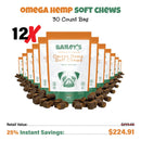 Bailey's Bacon Flavored Omega Hemp Soft Chews 30 Count Bag w/ 3MG CBD Per Chew