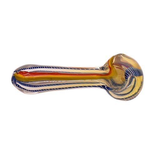 4" Rasta Colors Glass Hand Pipe - Color May Vary - (1CT, 5CT OR 10 Count)